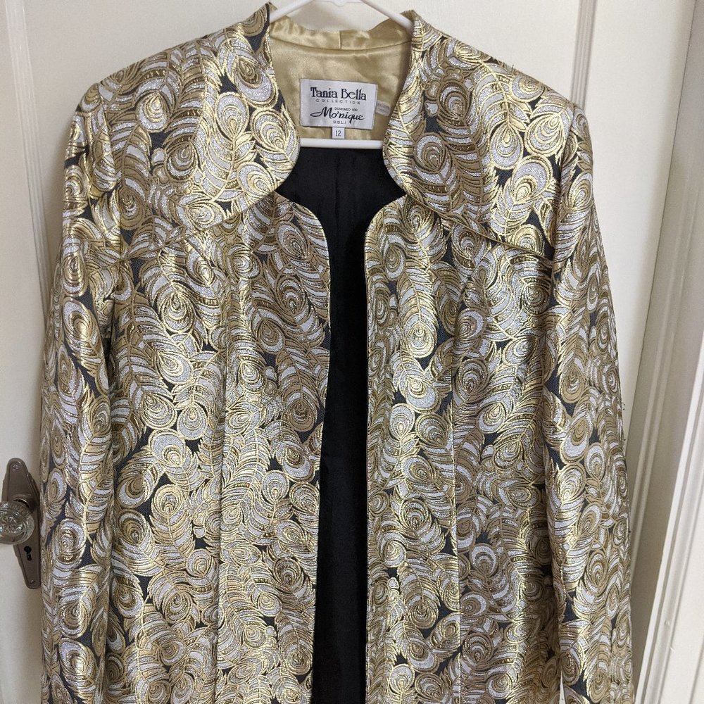 Long Metallic Gold Paisley Coat